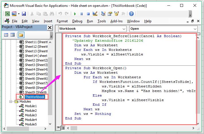 Hướng dẫn cách tự động ẩn các sheets cụ thể khi mở tệp Excel